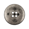 Italian Carbon Silver Shallow Plate 4-Hole Metal Look Coat Button - 44L/28mm - Detail | Mood Fabrics