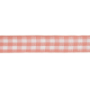 Rose and Bright White Gingham Woven Ribbon - 0.625 - Detail | Mood Fabrics