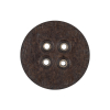 Italian Dark Brown and Shiny Silver Metal 4-Hole Leather Button - 40L/25.5mm - Detail | Mood Fabrics