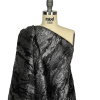 Metallic Silver and Black Wood Grain Luxury Plisse Brocade - Spiral | Mood Fabrics