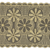 Pistachio Shell and Black Circles and Flowers Embroidered Mesh Lace Trim with Scalloped Borders - 4.25" - Detail | Mood Fabrics