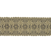 Pistachio Shell and Black Circles and Flowers Embroidered Mesh Lace Trim with Scalloped Borders - 4.25" | Mood Fabrics