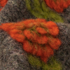 Red Orange, Lime and Heathered Gray Floral Fuzzy Wool Knit - Detail | Mood Fabrics