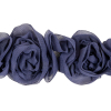 Dusk Blue Chiffon Roses on Mesh Trim - 2" - Detail | Mood Fabrics
