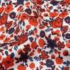 Red, Navy and White Little Flowers Cotton Sateen - Detail | Mood Fabrics