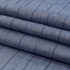 Blue and White Textured Stripes Slubbed Cotton Chambray - Folded | Mood Fabrics