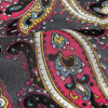Charcoal, Hot Pink and Gold Paisley Gauzy Cotton Voile - Detail | Mood Fabrics