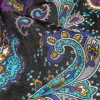 Black, Spiced Plum and Turquoise Paisley Gauzy Cotton Voile - Detail | Mood Fabrics