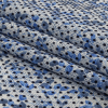 Black Flocked Polka Dots on Blue and White Leaves and Dots Stretch Cotton Shirting - Folded | Mood Fabrics