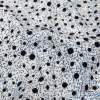 Black Flocked Polka Dots on Blue, Gray and White Abstract Stretch Cotton Shirting - Detail | Mood Fabrics