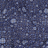 Powder Blue, White and Navy Flocked Circles on Plaid Rustic Cotton and Polyester Woven | Mood Fabrics