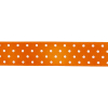 Orange and White Polka Dot Satin Ribbon - 0.625" - Detail | Mood Fabrics