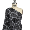 Black Flocked Decorated Skulls on Gray and Black Diamond Cotton Dobby - Spiral | Mood Fabrics