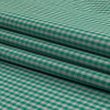 Green and Gray Checked Cotton and Polyester Shirting - Folded | Mood Fabrics