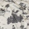 Black and White Classic Toile de Jouy Mercerized Organic Egyptian Cotton Shirting | Mood Fabrics