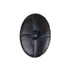 Midnight Navy Oval Knotted Leather-Look Shank Back Plastic Button - 40L/25.5mm - Detail | Mood Fabrics