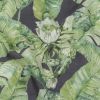 Green and Navy Succulent Leaves Medium Weight Linen Woven | Mood Fabrics