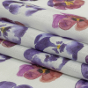 Purple, Red and White Pansies Medium Weight Linen Woven - Folded | Mood Fabrics