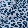 Indigo and White Animal Spots Stretch Polyester ITY Jersey - Detail | Mood Fabrics