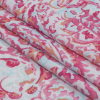 Pink, Blue and Orange Painterly Paisley Cotton and Rayon Jersey - Folded | Mood Fabrics