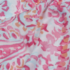 Pink, Blue and Orange Painterly Paisley Cotton and Rayon Jersey - Detail | Mood Fabrics