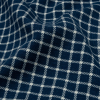 Deep Blue and White Checkered Stretch Cotton Jersey - Detail | Mood Fabrics