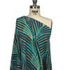 Jade, Blue and Orange Art Deco Feathers UV Protective Compression Swimwear Tricot with Aloe Vera Microcapsules - Spiral | Mood Fabrics