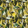 Green and Yellow Marbled Warped Diamonds UV Protective Compression Swimwear Tricot with Aloe Vera Microcapsules | Mood Fabrics