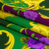 Mood Exclusive Italian Aubergine, Green and Gold Rose Filigree Silk Charmeuse - Folded | Mood Fabrics
