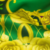 Mood Exclusive Italian Aubergine, Green and Gold Rose Filigree Silk Charmeuse - Detail | Mood Fabrics