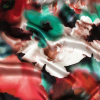Mood Exclusive Italian Red, Turquoise and White Watercolor Floral Silk Charmeuse | Mood Fabrics