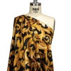 Mood Exclusive Italian Black and Gold Ornate Swirls Silk Charmeuse - Spiral | Mood Fabrics