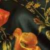 Mood Exclusive Italian Kombu Green, Red and Golden Yellow Botanical Silk Charmeuse - Detail | Mood Fabrics