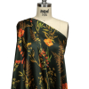 Mood Exclusive Italian Kombu Green, Red and Golden Yellow Botanical Silk Charmeuse - Spiral | Mood Fabrics