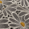 Carolina Herrera Lily White and Yellow Daisies Silk Organza Embroidered Lace - Detail | Mood Fabrics