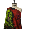 Carolina Herrera Italian Black, Red and Lime Abstracted Ikat Floral Cotton Poplin - Spiral | Mood Fabrics