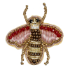 Gold and Prism Pink Bee Rhinestone and Glass Beaded Applique - 2" X 1.875" - Detail | Mood Fabrics