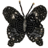 Black Butterfly Beaded and Sequined Applique - 2.125" X 2" - Detail | Mood Fabrics