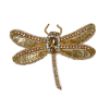 Gold and Champagne Dragonfly Rhinestone and Glass Beaded Applique - 3.25" X 4.125" | Mood Fabrics