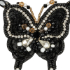 Black and Gold Butterfly Rhinestone and Glass Beaded Applique - 2.5" X 2.625" - Detail | Mood Fabrics
