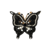 Black and Gold Butterfly Rhinestone and Glass Beaded Applique - 2.5" X 2.625" | Mood Fabrics