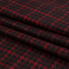 Racing Red and Black Houndstooth Check Polyester Twill Lining - Folded | Mood Fabrics