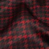 Racing Red and Black Houndstooth Check Polyester Twill Lining - Detail | Mood Fabrics