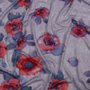 Heathered Purple, Indigo and Pink Floral Borders Stretch Rayon Jersey | Mood Fabrics