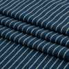 Blue and White Striped Cotton 1x1 Rib Knit - Folded | Mood Fabrics