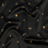 Ralph Lauren Black and Gold Logos and Icons Polyester Charmeuse | Mood Fabrics