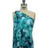 Aqua, Gray and White Tie Dye Stretch Polyester ITY Jersey - Spiral | Mood Fabrics