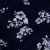 Navy, White and Lilac Floral Stretch Rayon Jersey | Mood Fabrics