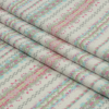 Gray, White and Pastel Rainbow Pixel Stripes Stretch Polyester Sweater Knit - Folded | Mood Fabrics