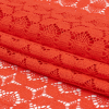 Famous Australian Designer Hot Coral Geometric Floral Cotton and Nylon Crochet Lace - Folded | Mood Fabrics